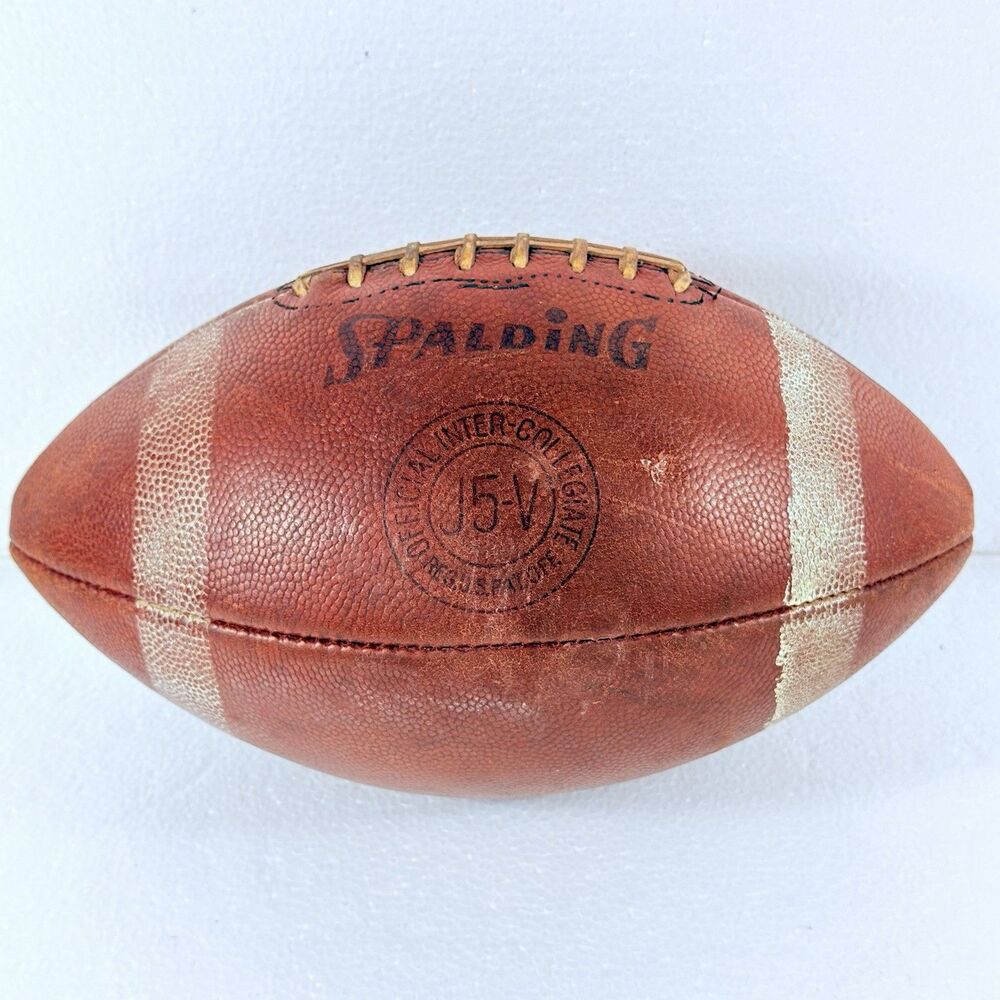 Vtg Spalding J5-V Intercollegiate Leather Football Official Game Ball 1970s-80s